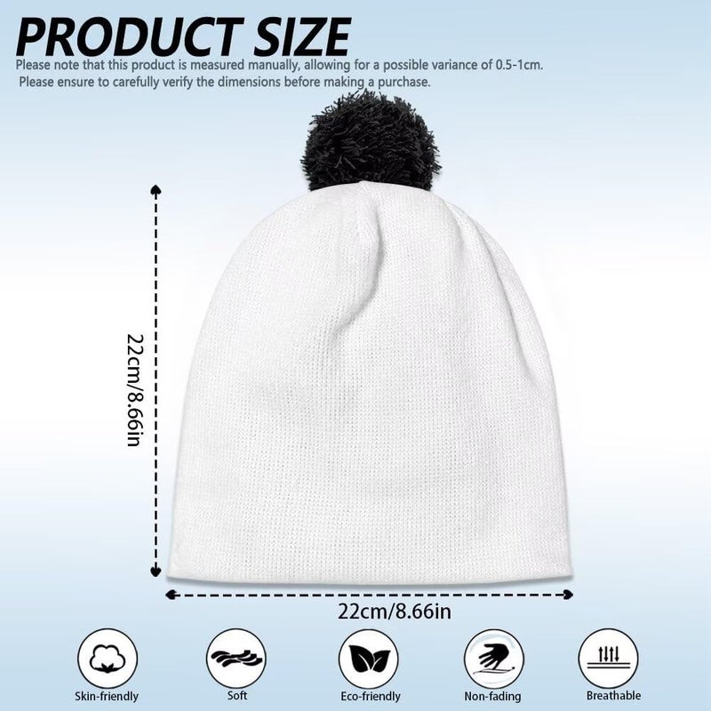 Hechitok Beanie Hat Knit Winter Hats for Girls Boys, Slouchy Beanies Cuffed Skull Cap Warm Ski Hat, Black Ball - Image 5